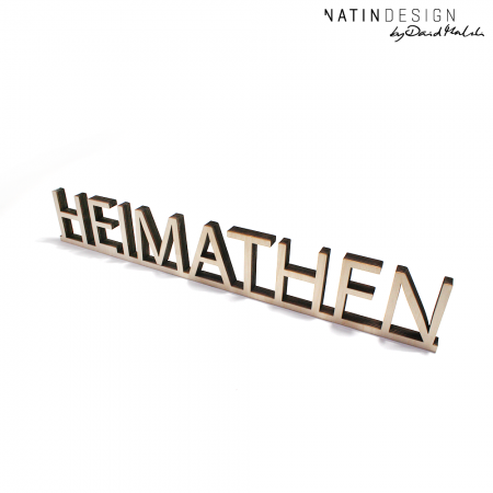 Wallwood lettering "HEIMATHFN"