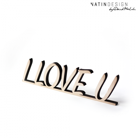 Schriftholz "ILOVEU"