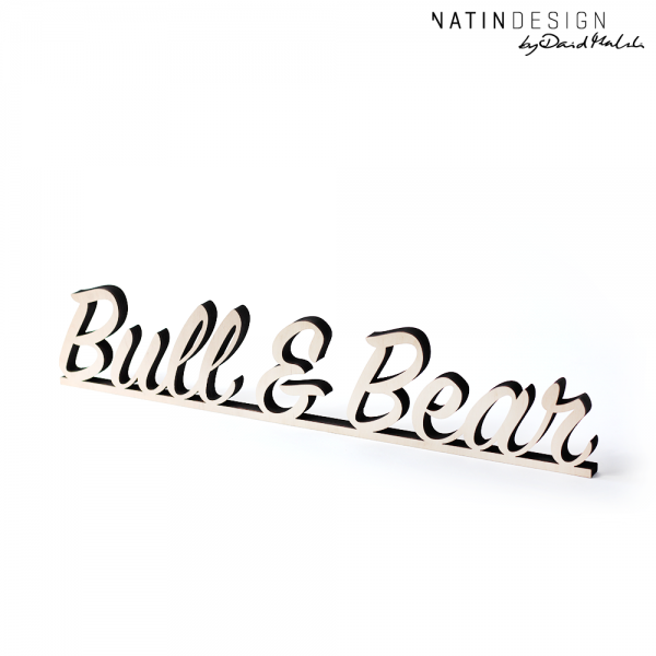 Schriftholz "BULL&BEAR"