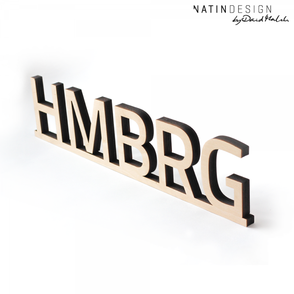 Schriftholz "HMBRG"